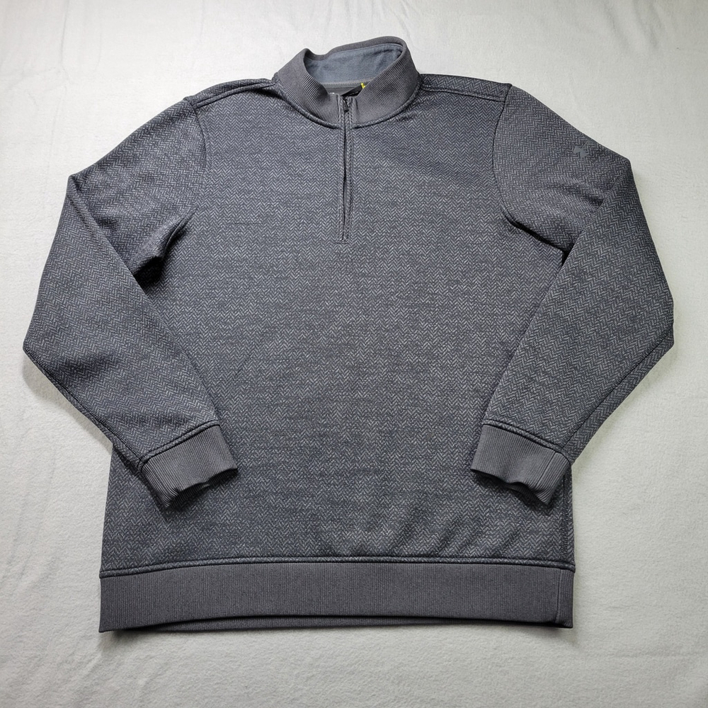 Under Armour Men Gray Fleece 1/4 Zip Pullover Sweatshirt Size LG Loose Fit Golf